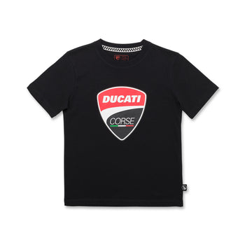 T-shirt nera da bambino con maxi-logo Ducati Corse, Brand, SKU a762000083, Immagine 0